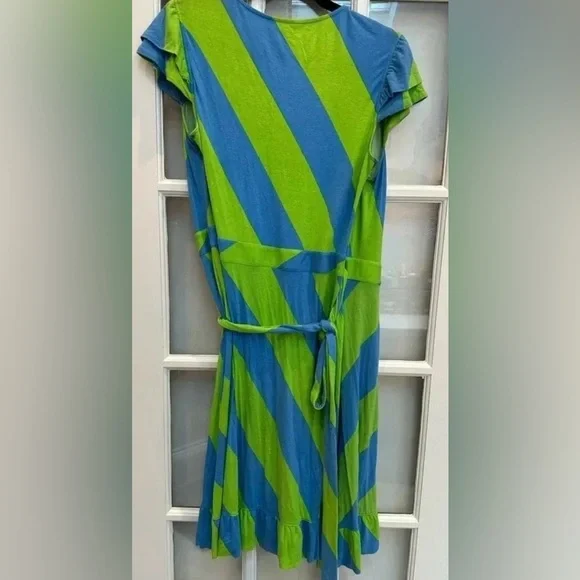 Lilly Pulitzer Adriel Wrap Dress Flutter Sleeve Always A Party Striped Size XL - Picture 3 of 9